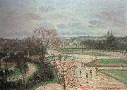 the tuileries gardens,rainy weather Camille Pissarro
